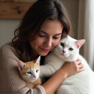 Ana con sus gatos
