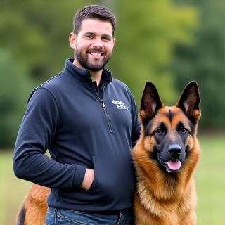 Carlos con su Pastor Alemán