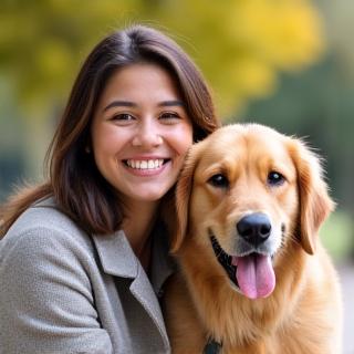 María con su Golden Retriever