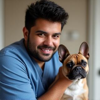 Roberto con su Bulldog